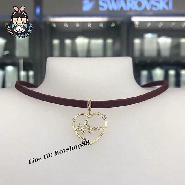 Swarovski施華洛世奇新款心電圖愛心束頸鏈皮脖圈 zgb2120